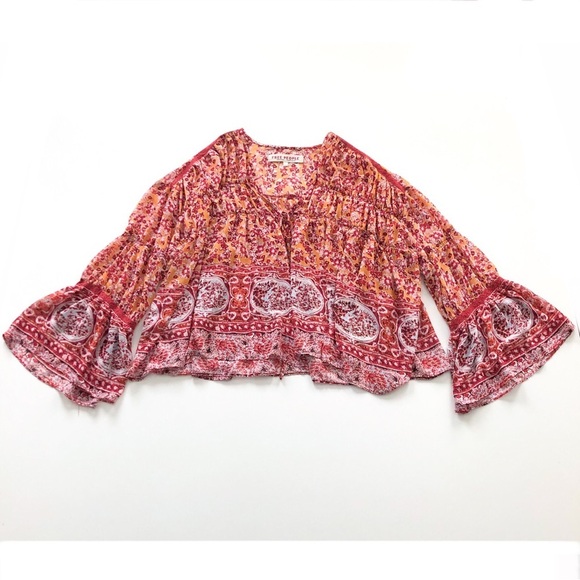 Free People Lorraine Tiered Boho Kimono Top with Lace Trim – Size Small - Picture 8 of 17